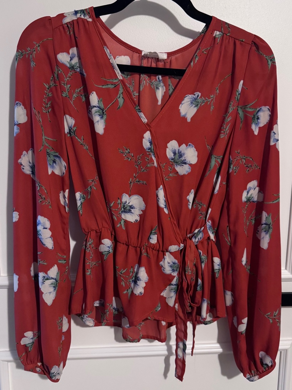 Sienna Sky Rust Floral Wrap Blouse